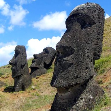 Two of Easter Island's iconic